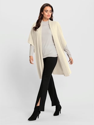 veste longue en tricot 18% laine - ashley brooke - couleur ivoire