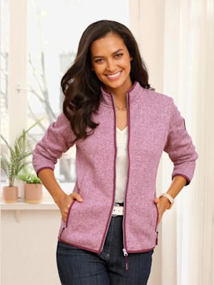 Veste polaire tricot polaire doux - Collection L - Bruyère-mauve À Motifs