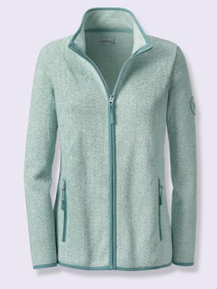 Veste polaire tricot polaire doux - Collection L - Menthe-sauge À Motifs