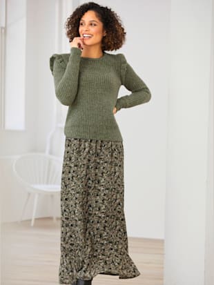 Pull aspect chiné à deux couleurs - Linea Tesini - Kaki-olive Chiné