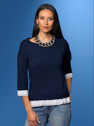 Pull empiècement tissé - Rick Cardona - Vert Foncé-écru