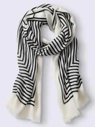 echarpe+motif+à+rayures+mode+-++-+noir-blanc