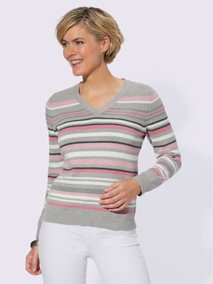 Pull à encolure en v pur coton - Collection L - Modalova