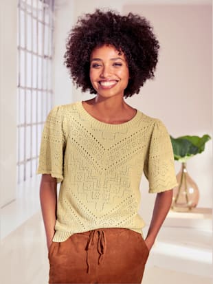 Pull joli motif ajouré - Linea Tesini - Vert Tilleul