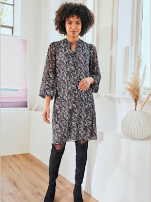 Robe imprimée imprimé floral - Linea Tesini - Anthracite-gris Pierre Imprimé