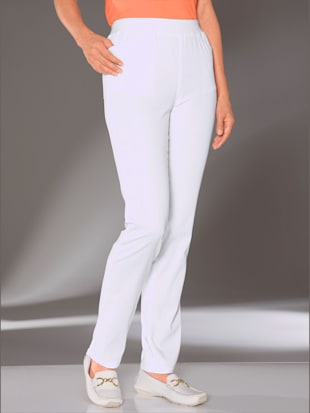 Pantalon droit classique avec ceinture élastique - - Blanc