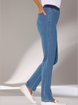 Pantalon droit classique avec ceinture élastique - - Bleu Blanchi