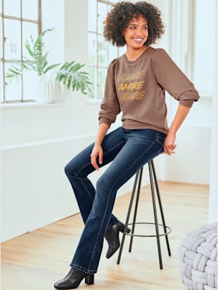 Sweat-shirt inscription en polaire douce - Linea Tesini - Taupe Foncé