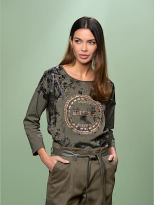 T-shirt imprimé feuille brillant - Rick Cardona - Kaki