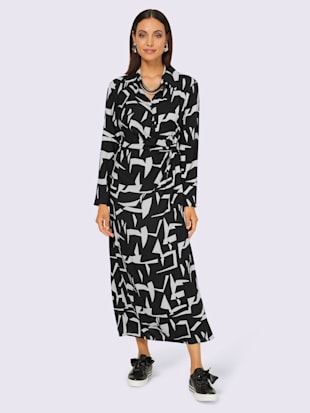 Robe imprimée qualité tissée - Rick Cardona - Noir-couleur Champagne À Motifs