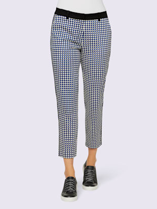 pantalon imprimé élasthanne - rick cardona - bleu roi-noir à motifs