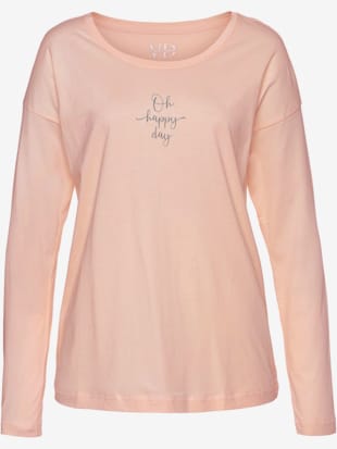 haut de pyjama t-shirt à manches longues avec imprimé devant - vivance dreams - abricot