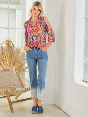 T-shirt imprimé motif imprimé original - Linea Tesini - Fuchsia-jaune Imprimé