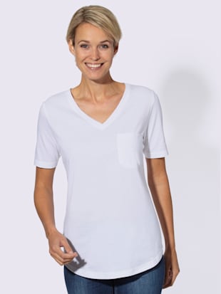 T-shirt en v 50% coton - Collection L - Blanc