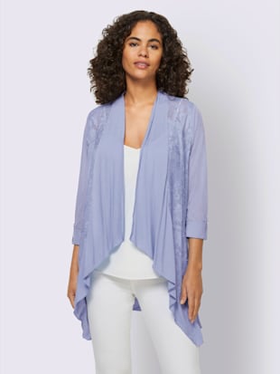 Veste légère avec différents motifs de dentelle - Linea Tesini - Bleu Glacier