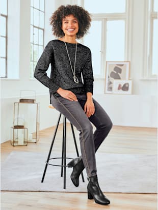 Pull fil fantaisie couleur or - Linea Tesini - Noir