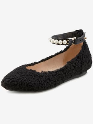 Ballerines orné d'un ruban décoratif et de perles - LASCANA - Noir