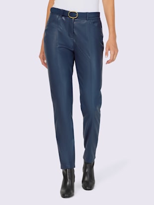 pantalon en imitation cuir ceinture incluse - linea tesini - bleu fumée