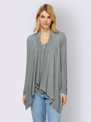 T-shirt ensemble empiècement en dentelle à l'encolure - Linea Tesini - Gris Clair