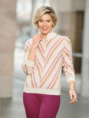 Pull à col montant motif jacquard moderne devant et au dos - Witt - Modalova