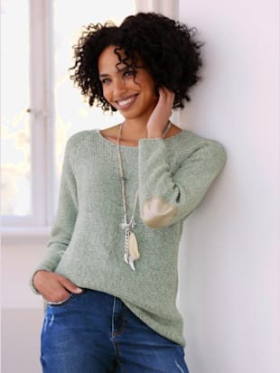 Pull joli motif en tricot - Linea Tesini - Menthe-gris Clair Chiné