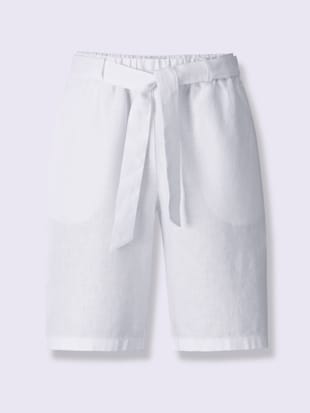 short en lin ceinture élastique pour plus de confort - linea tesini - blanc