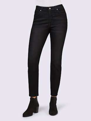 Pantalon push-up broderie ton sur ton sur les poches - Linea Tesini - Noir