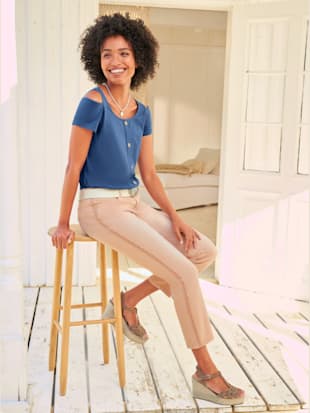 T-shirt découpes raffinées aux manches - Linea Tesini - Bleu Jean