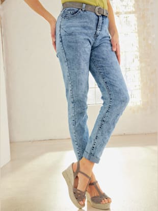 Jean effet usé tendance - Linea Tesini - Bleu Blanchi