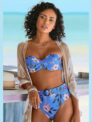 Haut de bikini bandeau à armatures imprimé floral moderne - s.Oliver - Bleu Imprimé