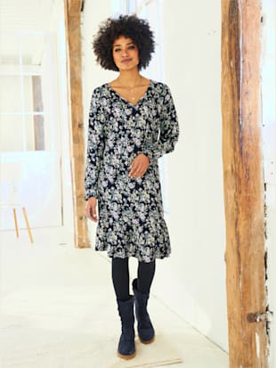 Robe imprimée qualité tissée - Linea Tesini - Marine-jade Imprimé