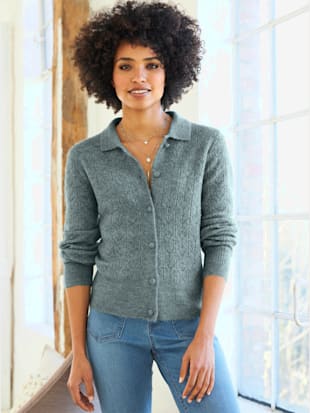 Veste en tricot motif ajouré transparent discret - Linea Tesini - Jade Chiné