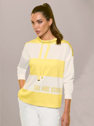 Sweat-shirt large col montant avec coulisse - Rick Cardona - Citron-écru À Rayures