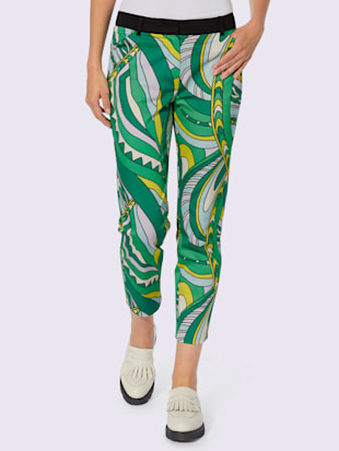 pantalon imprimé motif imprimé exclusif - rick cardona - vert herbe-couleur ivoire imprimé