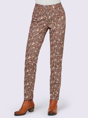 Pantalon imprimé 3% élasthanne - Linea Tesini - Rouge Marron-sable Imprimé