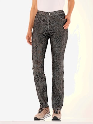 Jean 5 poches qualité coton - - Anthracite-noir Imprimé