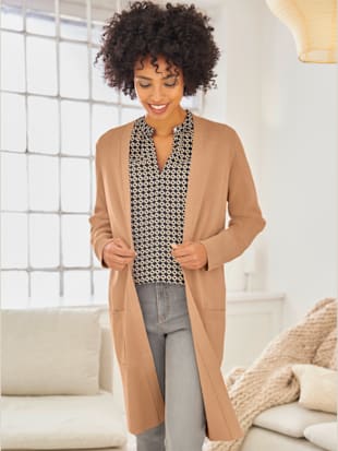 manteau en tricot 70% viscose - linea tesini - couleur chamois