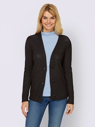Veste en tricot 50% viscose - Linea Tesini - Graphite Chiné