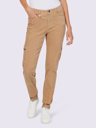 pantalon en velours côtelé velours fin - best connection - couleur chamois