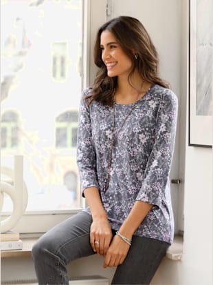 T-shirt imprimé viscose - - Parme-gris Clair Imprimé