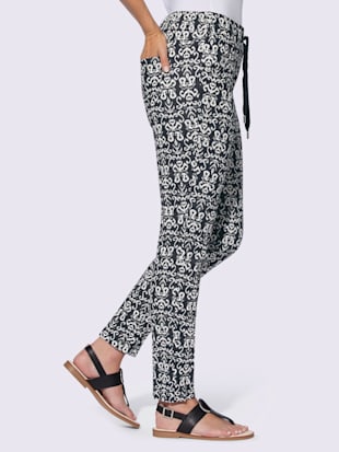 Pantalon+imprime+imprime+mode+-+Linea+Tesini+-+noir-ecru+imprime