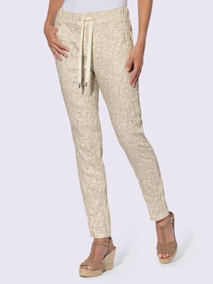 Pantalon+imprime+imprime+mode+-+Linea+Tesini+-+champagne-beige+imprime
