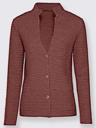 Veste en tricot laine mérinos de qualité - - Rouge Marron Chiné