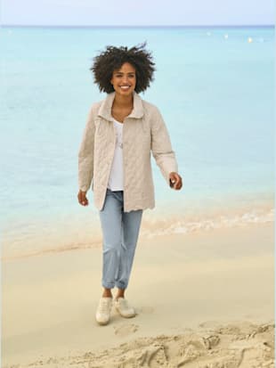 Doudoune jolie broderie à fleurs - Linea Tesini - sable