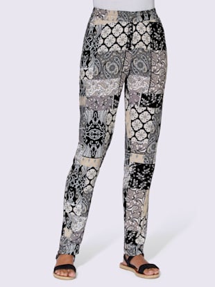 Pantalon motif patchwork - - Noir-sable Imprimé