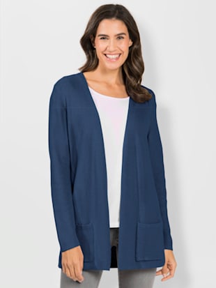 Cardigan structure côtelée - - Bleu Jean