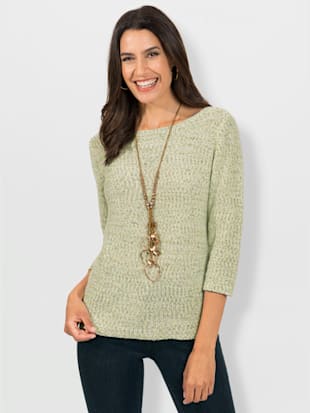 Pull aspect mailles à l'envers - - Jaune Chiné