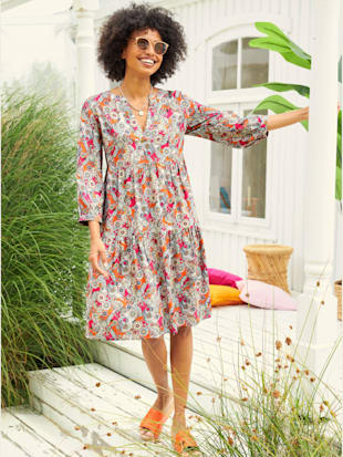 Robe imprimée joli imprimé - Linea Tesini - Mandarine-fuchsia Imprimé