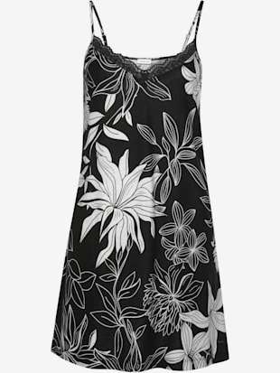 Déshabillé court à motif floral - LASCANA - Noir À Fleurs