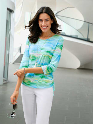 T-shirt entretien facile - - Bleu Vert-émeraude Imprimé